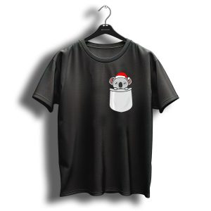 Santa Koala Pocket Christmas Festive Holiday T Shirt