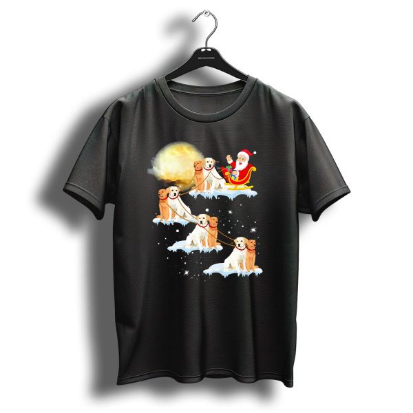 Santa Labrador Retriever Reindeer Team Christmas Moon T Shirt 1 t shirt 1