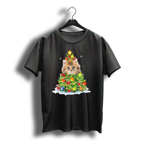 Santa Maine Coon Cat Christmas Tree Kitten T Shirt t shirt 1