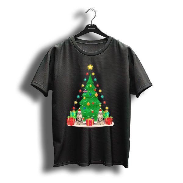 Santa Norwegian Forest Cat Under Christmas Tree With Gifts T Shirt t shirt 1