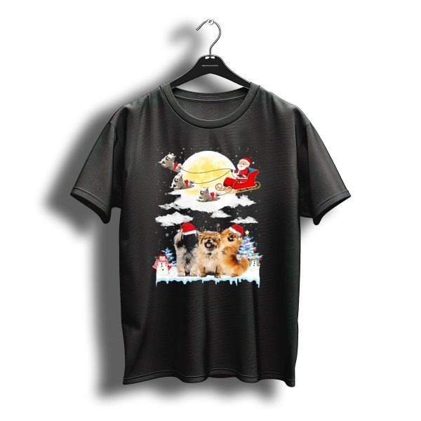 Santa On Sleigh With Pekingese Dogs And Festive Christmas Scene T Shirt t shirt 1