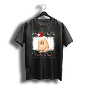 Santa Paws Pomeranian Christmas Santa Hat T-Shirt