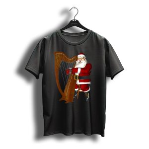 Santa Playing Harp Merry Christmas T-Shirt