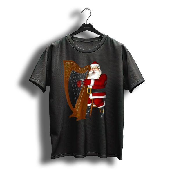 Santa Playing Harp Merry Christmas T Shirt t shirt 1