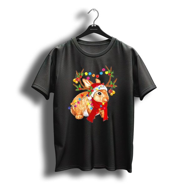 Santa Rabbit Reindeer Lights Christmas T Shirt t shirt 1
