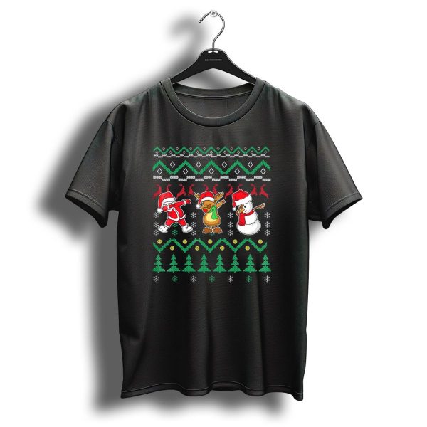 Santa Reindeer Snowman Dabbing Christmas T Shirt 1 t shirt 1