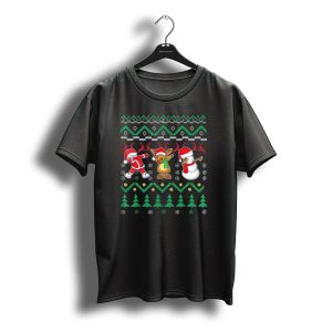 Santa Reindeer Snowman Dabbing Christmas T-Shirt