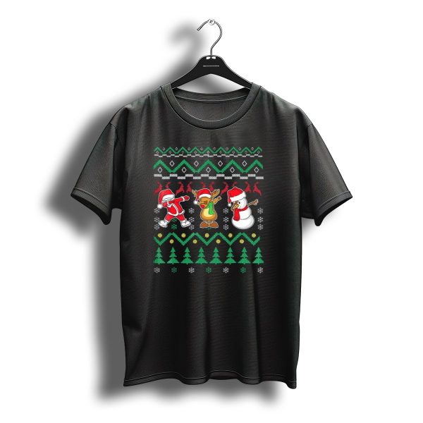 Santa Reindeer Snowman Dabbing Christmas T Shirt t shirt 1