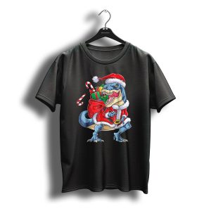 Santa Rex Dinosaur Christmas Boys Kids Xmas T-Shirt
