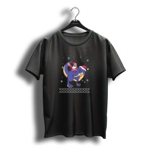 Santa Riding Dinosaur Ugly Christmas T-Shirt