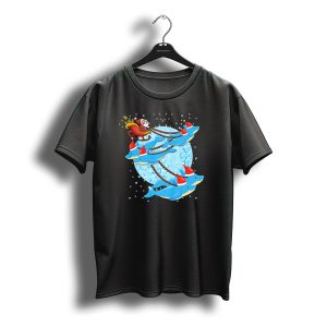 Santa Riding Dolphins Sleigh Christmas Fun T-Shirt