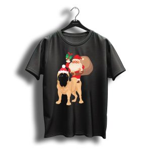 Santa Riding English Mastiff Christmas Gift Holiday T-Shirt