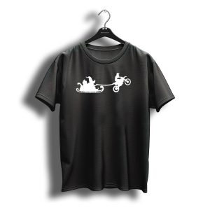 Santa Riding Motocross Sleigh Christmas Adventure T-Shirt