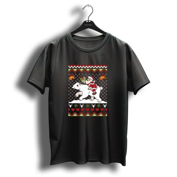 Santa Riding Polar Bear Christmas Kids Girls T Shirt 1 t shirt 1