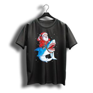 Santa Riding Shark Christmas Boys Santa Shark T-Shirt