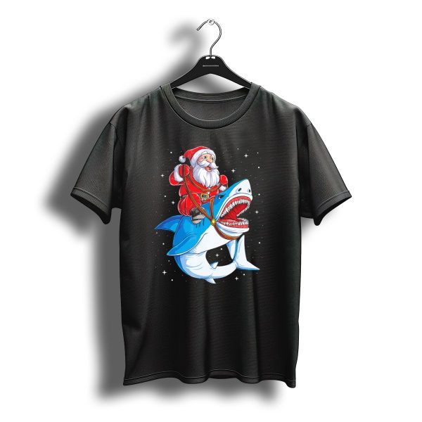 Santa Riding Shark Christmas Boys Santa Shark T Shirt t shirt 1
