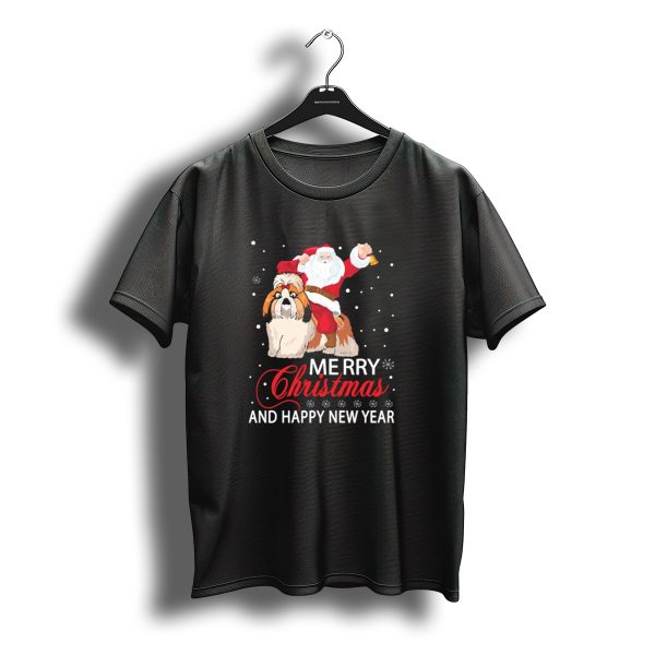 Santa Riding Shih Tzu Merry Christmas And Happy New Year T Shirt t shirt 1