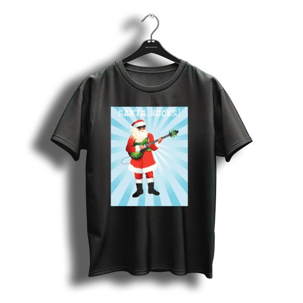Santa Rocks Christmas Santa Playing Guitar Rock Star Santa T Shirt t shirt 1