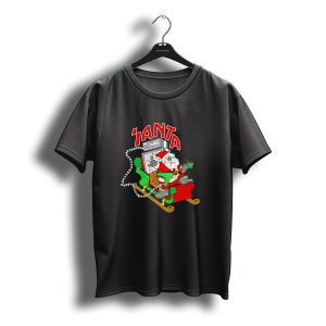 Santa Rocks Sleigh With Guitar And Amps Christmas T-Shirt