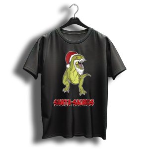 Santa Saurus Christmas Trex T Rex Santa Hat T Shirt