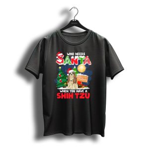 Santa Shih Tzu Merry Christmas Tree Moon Holiday T-Shirt