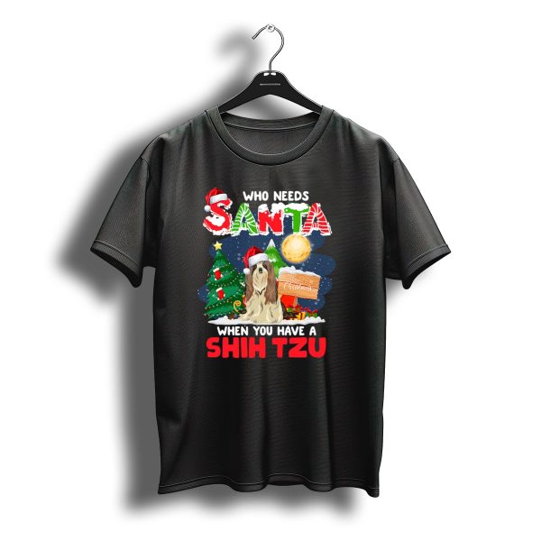 Santa Shih Tzu Merry Christmas Tree Moon Holiday T Shirt t shirt 1