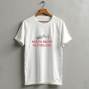 Santa Skips Cleveland Christmas Sleigh And Reindeer T Shirt