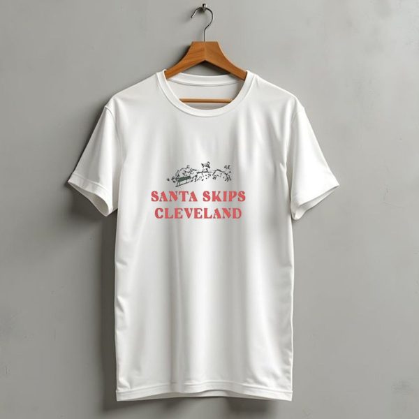 Santa Skips Cleveland Christmas Sleigh And Reindeer T Shirt 1 t shirt 1