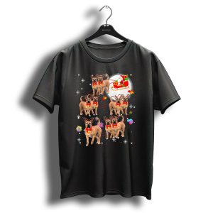Santa Sleigh English Mastiff Reindeer Christmas Scene T Shirt
