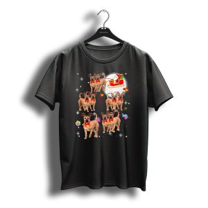 Santa Sleigh English Mastiff Reindeer Christmas Scene T-Shirt