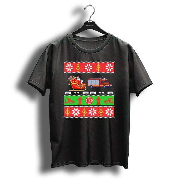 Santa Sleigh Fire Truck Christmas Firefighter Maltese Cross T Shirt 1 t shirt 1