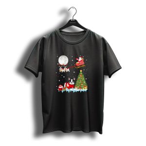 Santa Sleigh French Bulldog Reindeer Christmas Tree Holiday Fun T-Shirt