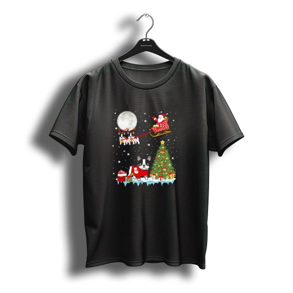Santa Sleigh French Bulldog Reindeer Christmas Tree Holiday Fun T Shirt t shirt 1