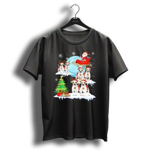 Santa Sleigh Jack Russell Terrier Reindeer Christmas Scene T Shirt