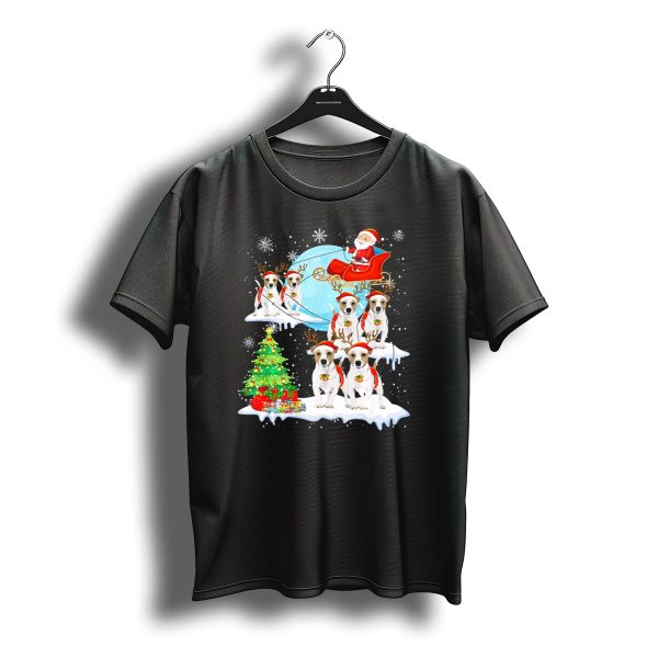 Santa Sleigh Jack Russell Terrier Reindeer Christmas Scene T Shirt t shirt 1