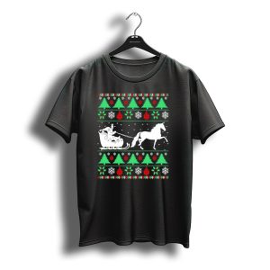 Santa Sleigh Morgan Horse Ugly Christmas T-Shirt