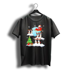 Santa Sleigh With French Bulldog Reindeer Christmas Scene T-Shirt
