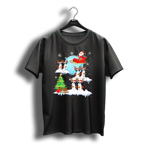 Santa Sleigh With French Bulldog Reindeer Christmas Scene T Shirt t shirt 1