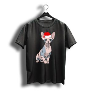 Santa Sphynx Cat Christmas Hat T-Shirt