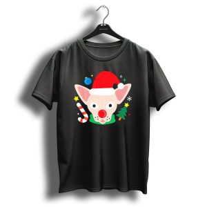 Santa Sphynx Cat Festive Christmas Hat Candy Cane Tree Snowflakes T Shirt