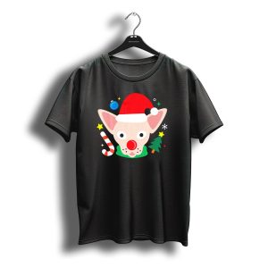 Santa Sphynx Cat Festive Christmas Hat Candy Cane Tree Snowflakes T-Shirt