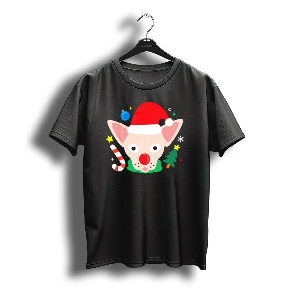 Santa Sphynx Cat Festive Christmas Hat Candy Cane Tree Snowflakes T Shirt t shirt 1