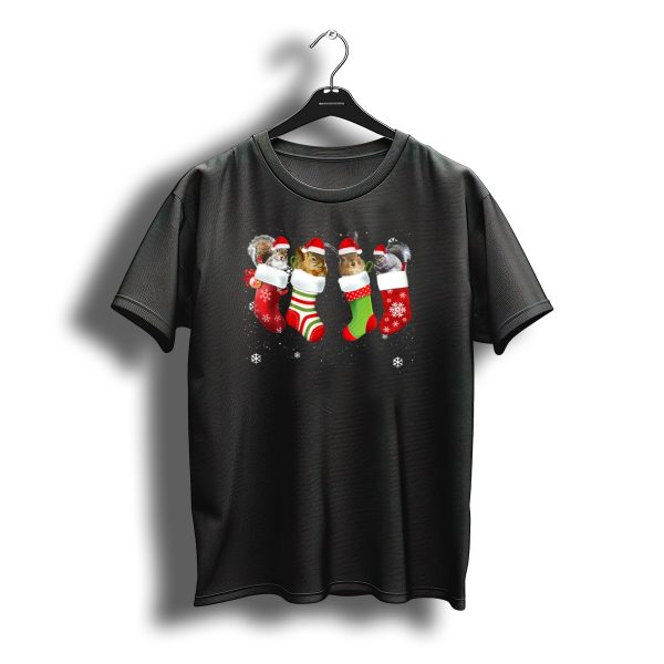 Santa Squirrel In Christmas Socks Winter Holiday Fun T Shirt t shirt 1
