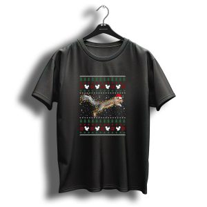 Santa Squirrel With Christmas Lights In Festive Holiday T Shirt