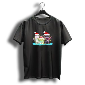 Santa Star Wars Characters With Christmas Lights T Shirt