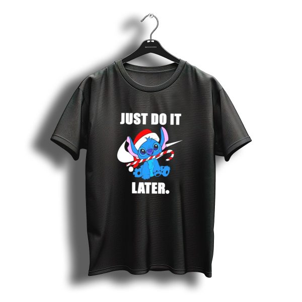Santa Stitch Just Do It Later Christmas T Shirt t shirt 1