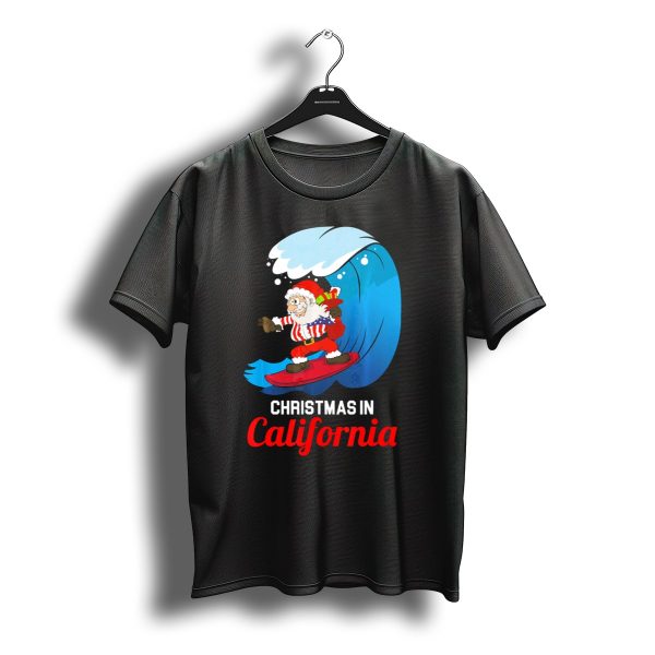 Santa Surfing Christmas In California T Shirt t shirt 1