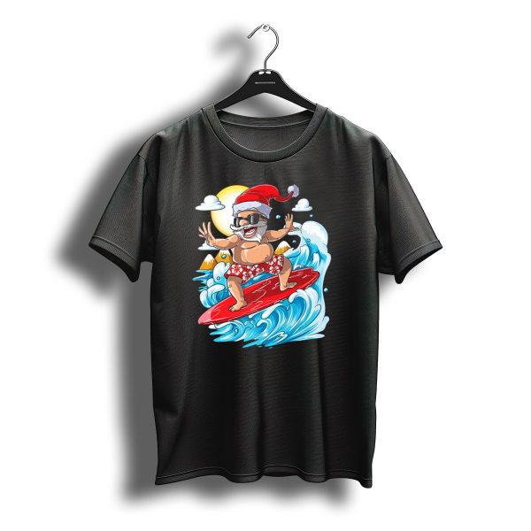 Santa Surfing Hawaiian Christmas Summer Surfing Adventure T Shirt t shirt 1