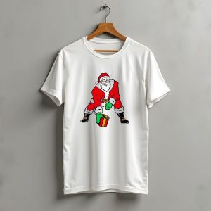 Santa Three Point Stance With Gift Christmas T-Shirt