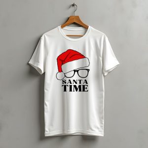 Santa Time Red Hat And Glasses Christmas T-Shirt